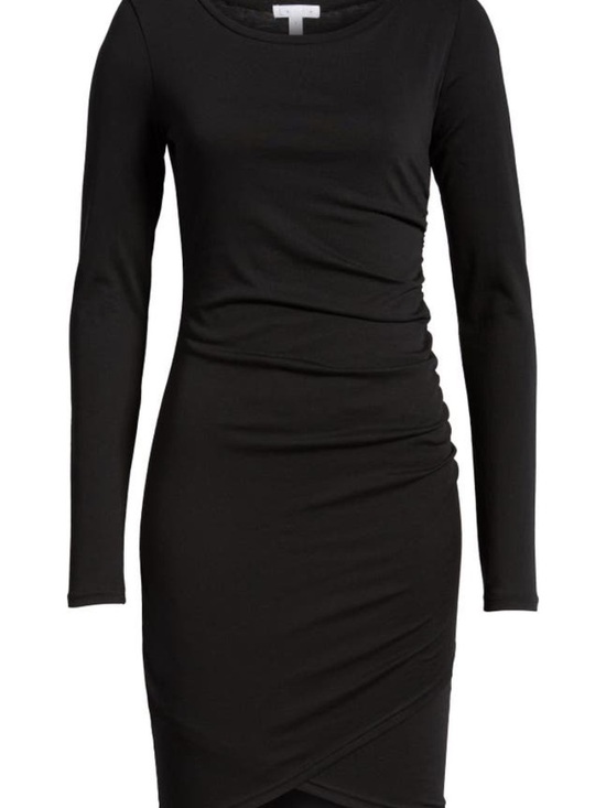 Express Dresses & Skirts - Express Black Long-Sleeve Ruched Bodycon Dress